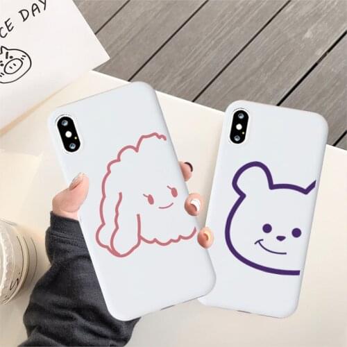 Simple Line Animals Dog Bear Phone Case for IPhone 11 Pro X XR XS Max 8 7 6 6s Plus Soft Silcone Shockproof Back Cover