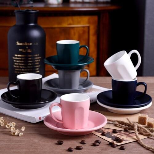 80cc Professional Espresso Cup And Saucer Set Cafe Coffee House Shop Mini Ceramic Mug Tazas Para Cafe Tasse Beker Koffie Kopjes