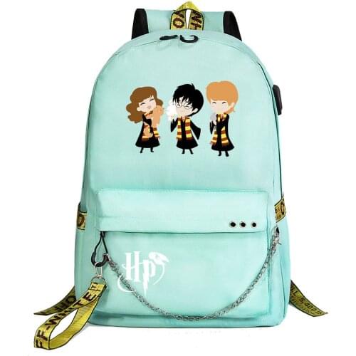 New Fashion Hogwartes Magic School Wizards USB Charging Shoolbag Backpack Four College Students Travel Notebook Laptop Bags