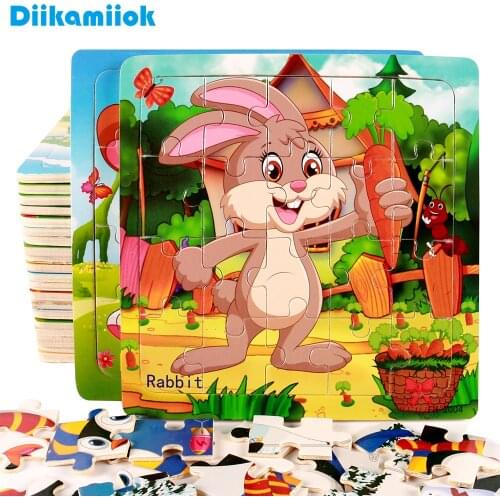 New New Wooden Puzzle Toy Jigsaw Cartoon Vehicle/ Animal Baby Early Educational Toys for Kids Games Birthday Gift SY-D08