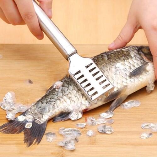 1PC Stainless Steel Fish Scales Scraping Graters Fast Remove Fish Cleaning Peeler Scraper Fish Bone Tweezers Kitchen Accessories