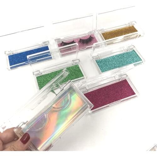 Wholesale price eyelash packaging box lash boxes packaging 3D mink lashes colorful card background Acrylic empty case ptint logo