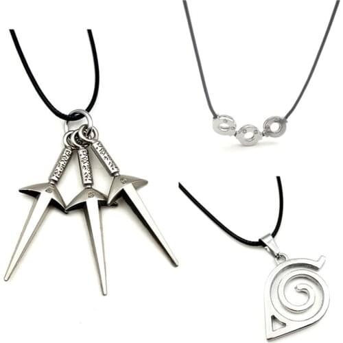 Wholesale 20PCS/LOT anime Necklace Wood Leaf Sign Three-Handed Sword Necklace Xiao Organization Uchiha Aunt COS Choker Jewelry