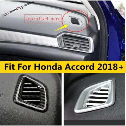 Yimaautotrims Front Side Air Conditioning AC Outlet Vent Matte / Carbon Fiber Look ABS Cover Trim For Honda Accord 2018 - 2021