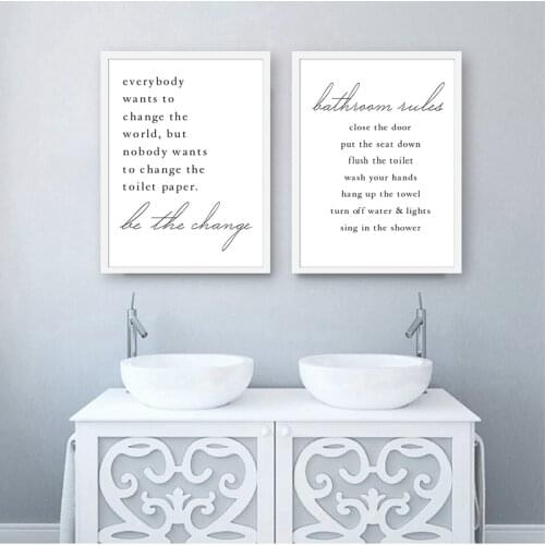Bathroom Quote Canvas Posters and Prints Wall Pictures Modern Funny Bathroom Sign Art Painting Bathroom Wall Art Decor