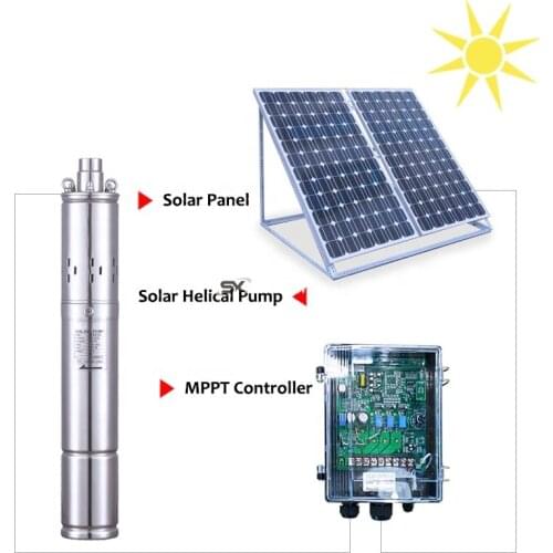 100m lift 24v 36v DC submersible 0.5 hp 1 2 deep well solar powered water pump with external controller