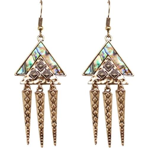 Retro Color Sequins Triangle Rhombus Fringe Geometric Earrings Ethnic Style Chic Antique Silvery Earrings Feminine Charm Jewelry