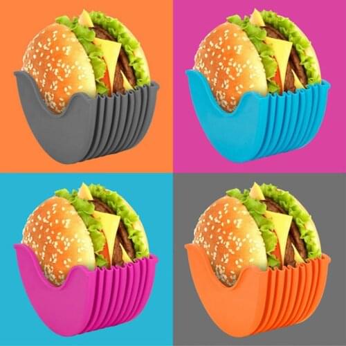 Blue Portable Burger Buddy Utensils Fixed Box Hamburger Meat Grill Household Food Utensils Kitchen Burger Silicone Maker Mold