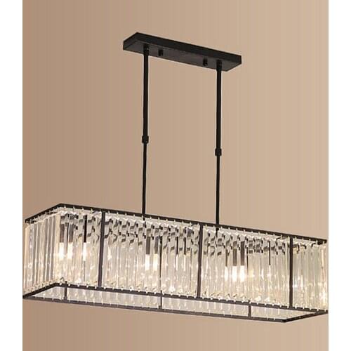 Modern Black Crystal Rectangular Ceiling Chandeliers Light Luxury Hotel Lobby Living Dinner Room Led Home Indoor Fixtures
