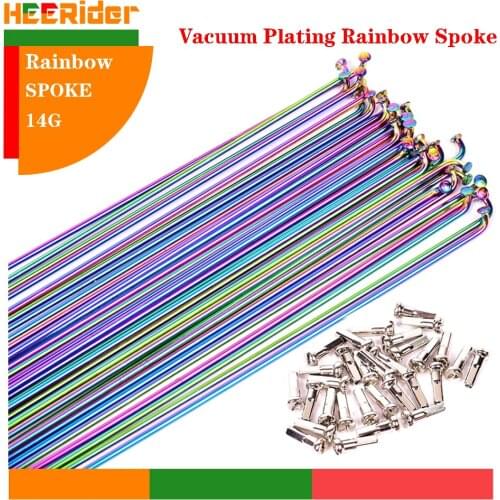 Customized Custom Made Bicycle spoke wire vacuum plating rainbow spokes mountain / road bike 304 stainless steel 14G