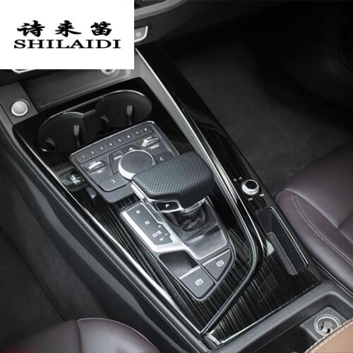 Car Styling For Audi A4 B9 LHD Stickers Decorative Cover trim Control Gear Shift Panel stainless steel lnterior auto Accessories