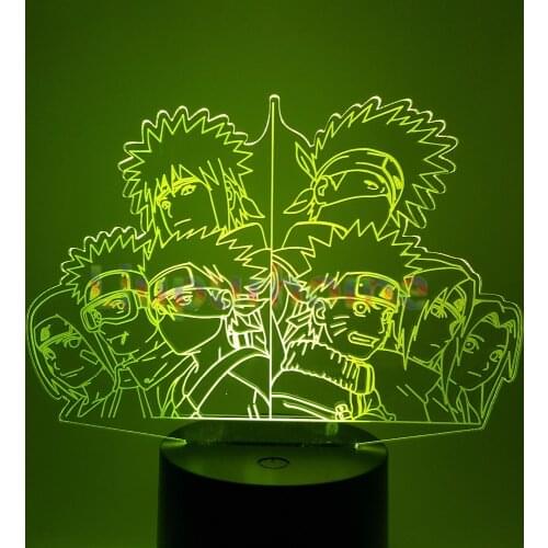 Naruto Team 7 LED Nightlight 3D Novelty Home Decor Naruto Team Kakashi Minato Sasuke Obito Table Lamp 3D Visual Night Light
