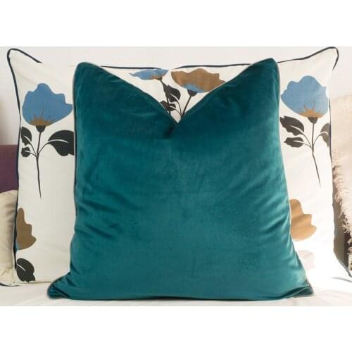 Gray Piping Velvet Cushion Cover Dark Blue Pillow Case Chair/Sofa Pillow Cover No Balling-up Home Decor Without Stuffing