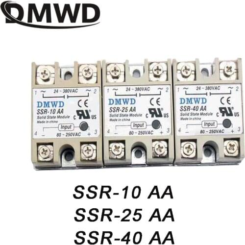 1Pcs Solid State Relay SSR-10AA SSR-25AA SSR-40AA 10A 25A 40A AC Control AC Relais 80-250VAC TO 24-380VAC SSR 10AA 25AA 40AA