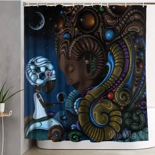 African Science Fiction Decoration Waterproof Bathroom Partition Curtain Home Accessories