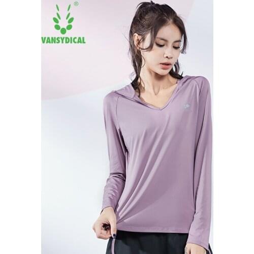 VANSYDICAL Running T Shirt Women Pullover Hoodies Sports Active Wear for Women Gym Clothing Long Sleeve Yoga Tops Workout Shirt