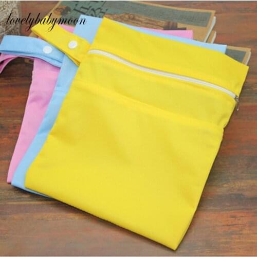 Wet Dry Bag With Two Zippered For Baby Diapers Nappies Waterproof Reusable 20cmx25cm