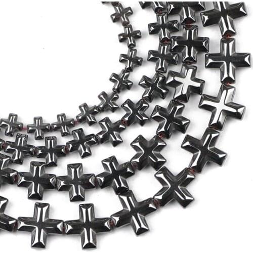 YHBZRET Jesus cross Black Hematite Natural Stone 6/8/10/12MM Loose beads For Jewelry making bracelet necklace DIY Accessories