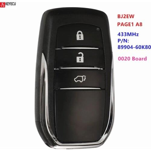 KEYECU Replacement Keyless Smart Key Fob 433MHz 0020 CHIP: P1=88 for Toyota Land Cruiser 2016 2017 2018 MDL BJ2EW