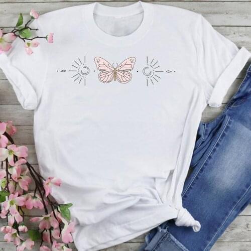 Women Graphic 90s Butterfly 2021 New Cartoon Summer Fashion Print Short Sleeve Female Clothes Tops Tees Tshirt T-Shirt