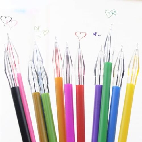 12 Colors/Set Diamond Gel Pen Refills Candy Color Fineliner Caneta Gel Kawaii Pen Set For Student School Stationery Supplies