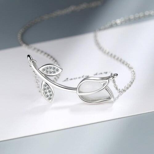 KOFSAC New Trendy 925 Sterling Silver Necklaces For Women Exquisite Zircon Rose Flower Pendant Jewelry Lady Valentines Day Gift