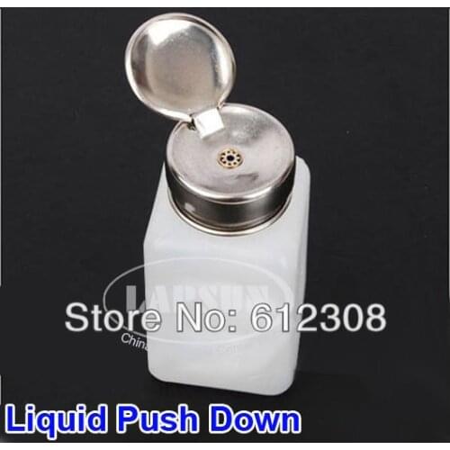 3pc / Lot Nail Polish Remover Alcohol Liquid Press Pumping Dispenser Cleaning Cleaner Bottle 200mL PCB Clear Liquid Push Down