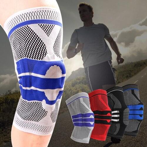 1 pcs Knee Patella Protector Brace Silicone Spring Knee Pad Basketball Running Compression Knee Sleeve Support Sports Kneepads