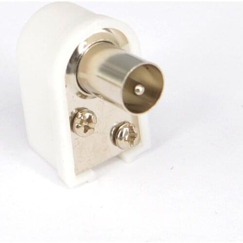 10 Pieces TV PAL Male Plug to PAL Connector Right Angle white CATV adapter Converter
