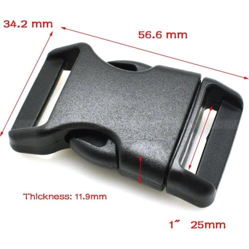 1000pcs 1''(25mm) Contoured Side Release Buckles For Paracord Survival Bracelets/Dog Collar Black Free Shipping