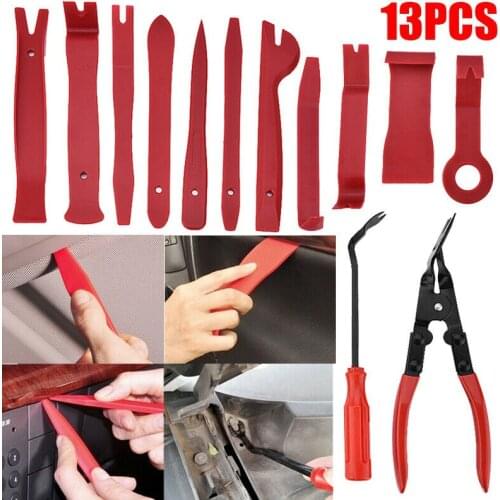 13Pcs Trim Removal Tool Car Panel Door Audio Trim Removal Tool Kit Auto Clip Pliers Fastener Remover Tool Set
