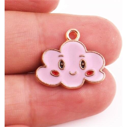 20PCS 20*18mm Gold Tone Alloy enamel Pink cloud pendant charms Necklace Accessories Jewelry Findings Handmade Craft DIY Bracelet