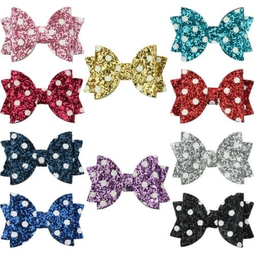 20 pcs/lot, , 3 inch polka dot glitter hair bow clips or Headbands, girls hair accessories, cake smash prop