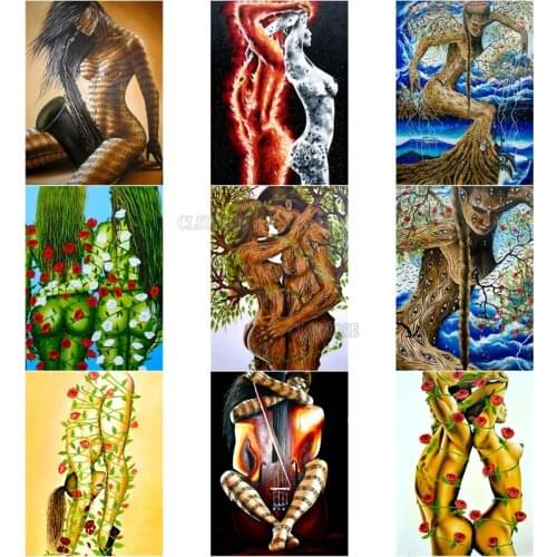 3D Creative Diamond Painting Trees Musical Instruments Into Human Illustration Artistic Conception Pattern European Wall Decor
