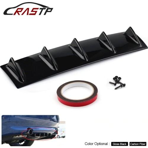 5 Fin Shark Style Rear Bumper 3D Shark Stickers ABS Plastic Universal Black Rear Bumper Lip Chassis Diffuser Spoiler RS-LKT025M