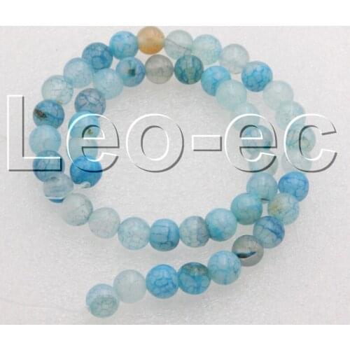 6mm round light blue Crackle Agates Loose Strand For Jewelry Making 15" v1345