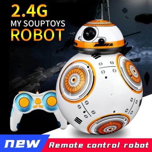 BB8 Force Intelligent RC Robots Toy 2.4G Remote Control BB8 Ball Robots Dance Rotation with Light and Music Robots Kids Toy Gift
