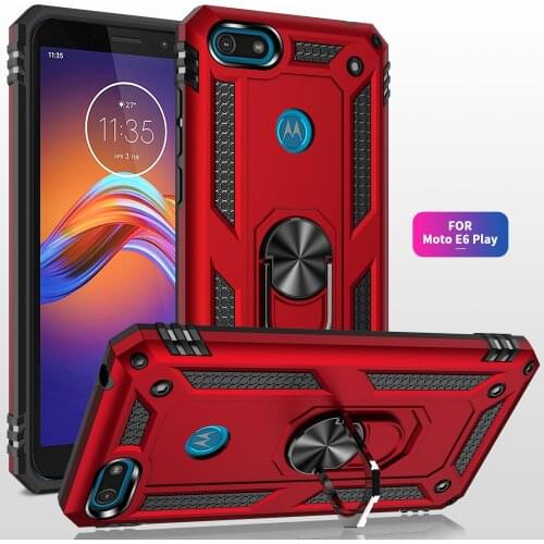 For Motorola Moto E6 Play Armor Shockproof Case for Moto E6 Play E 6 6Play Military Protective Magnet Car Holder Ring Case Cover
