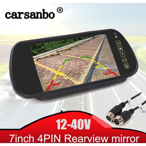Carsanbo HD 7Inch 4PIN Car Monitor TFT Screen Parking Reversing System 12-40V Rearview Mirror Monitor For Car Brake Light Camera