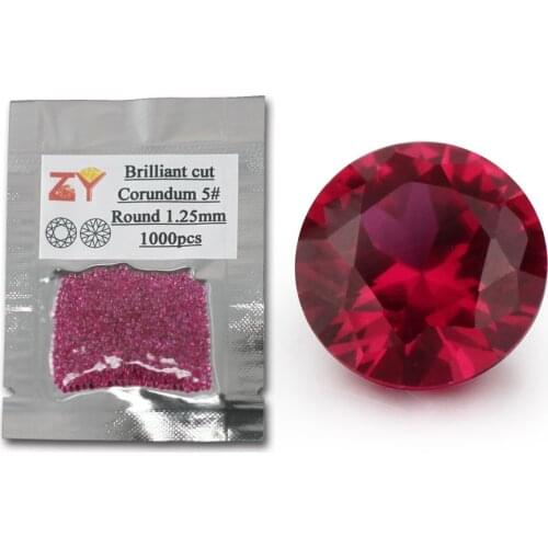 Factory price 1.0~3.0mm 1000pcs 5# synthetic Red stone round brilliant cut corundum gems stone for jewelry