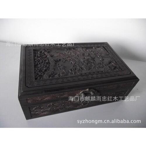 Ebony ebony Ascot Figure rectangular box / jewelry box / Save box / cosmetic box / gift / antique mahogany carvings