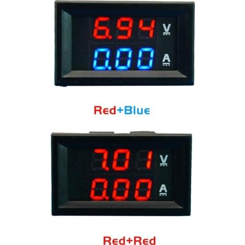 Hot LED Digital Voltmeter Ammeter 2 in1 Multimeter Voltage Ampere Meter Volt Amp Gauge Panel Blue + Red Dual Color Display