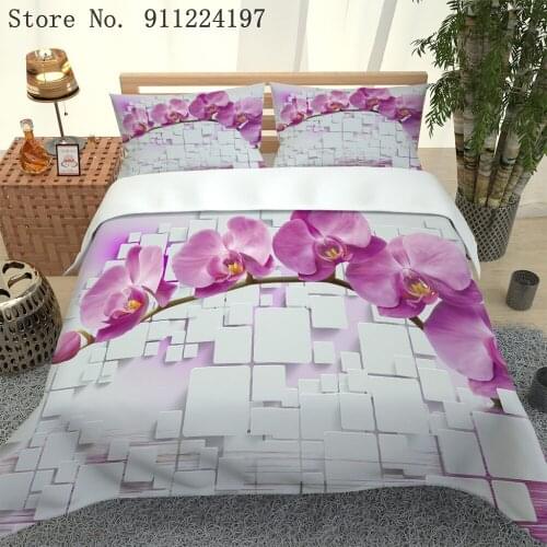 Peach Blossom Duvet Cover Comforter Bedding Set 3D Digital Block Printed Quilt Cover Single Double Queen King Size For Adult Kid