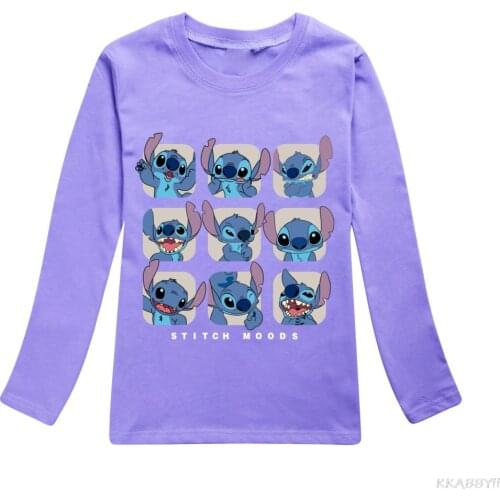 Disney Stitch Children Cartoon Sweatshirt Kids Clothing Girl Spring Autumn Hoody Boys Casual Clothes
