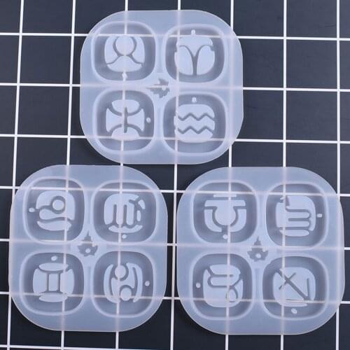 3PC Constellation Pendant Resin Mold DIY Epoxy Resin Silicone Casting Mold Jewelry Necklace Pendant Earring Keychain Making Mold