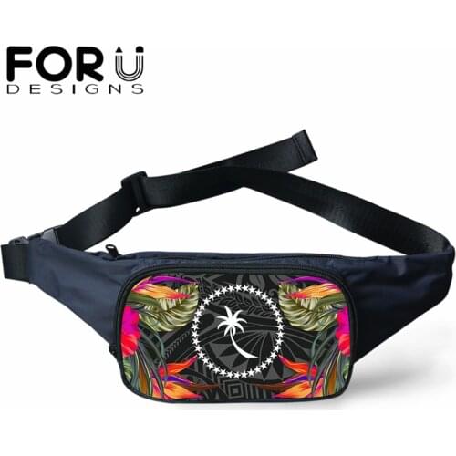 Forudesigns Chuuk States Polynesian Hibiscus Flower Pattern Waist Bag Purse Casual Phone Belt Bag Trend Women Pouch Funny Pack