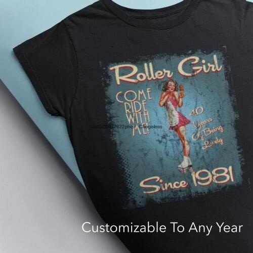 Roller Skate T Shirt 40 Years Old Gift Pin Up Poster Girl Shirt Rolling Since 1981 Retro Roller Skate Birthday Party Outfit