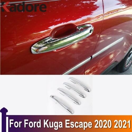 For Ford Kuga Escape 2020 2021 Chrome Carbon Fiber Car Door Handle Cover Trims Car Decoration Exterior Accessories Sticker