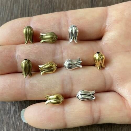 JunKang 30pcs 3 color smooth alloy tulip spacer beads DIY handmade craft parts wholesale all kinds of metal connectors
