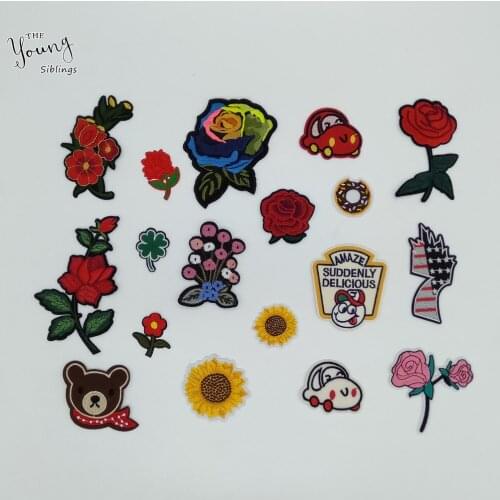5~20pcs for sale New arrive Embroidery Flower Hot melt adhesive Sewing Stripe Patch Badges DIY Iron on patch Clothing Accessory